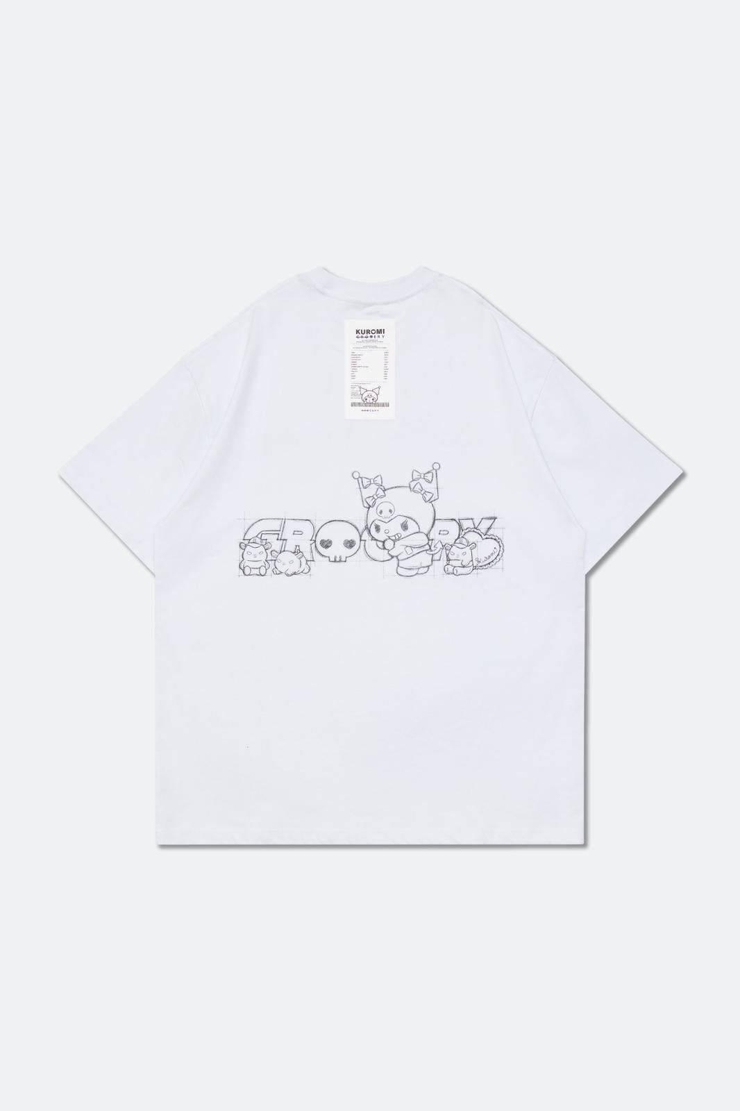 Sketch Kuromi Washed Graphic Tee White