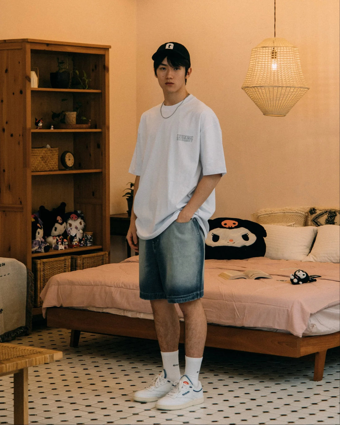 Sketch Kuromi Washed Graphic Tee White