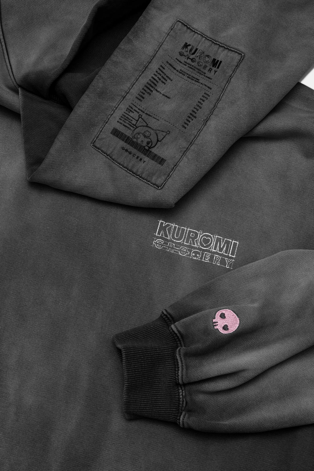 Sketch Kuromi Washed Graphic Hoodie Faded Black