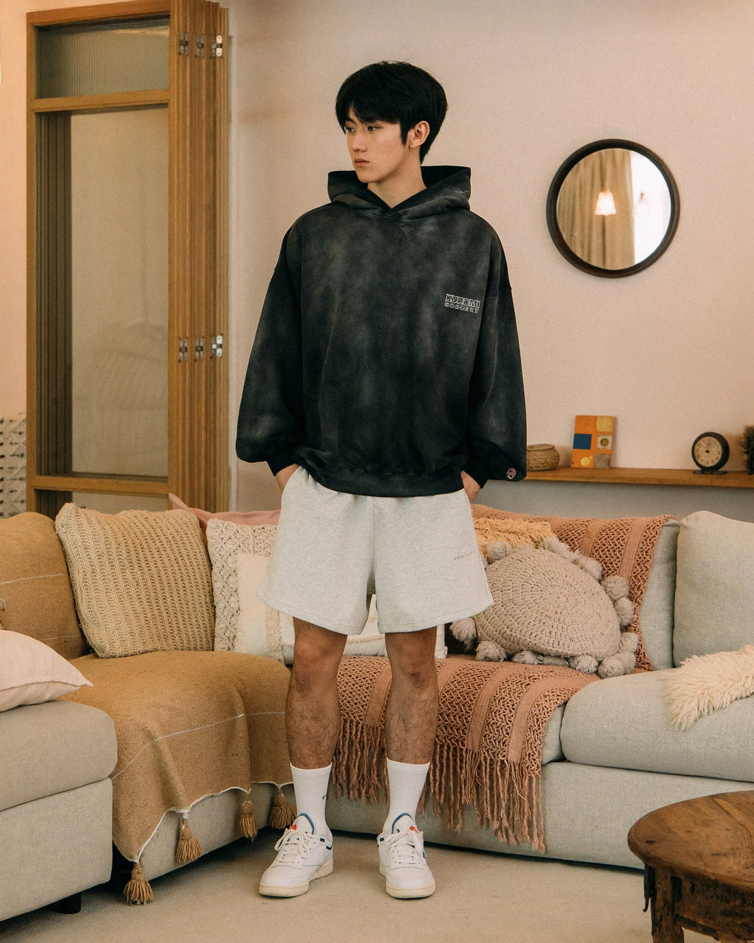 Sketch Kuromi Washed Graphic Hoodie Faded Black