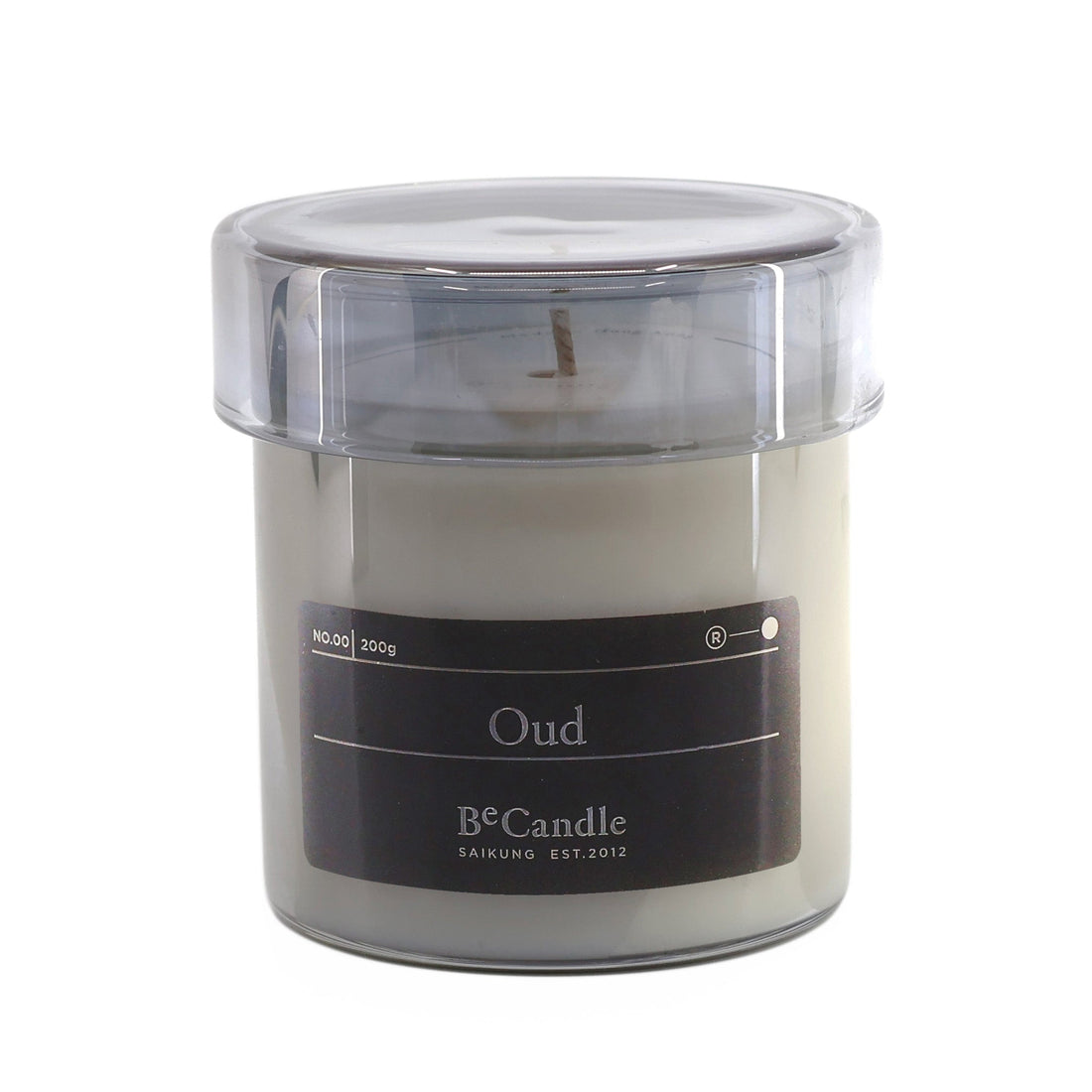 Candle in a glass jar with a lid on a white background