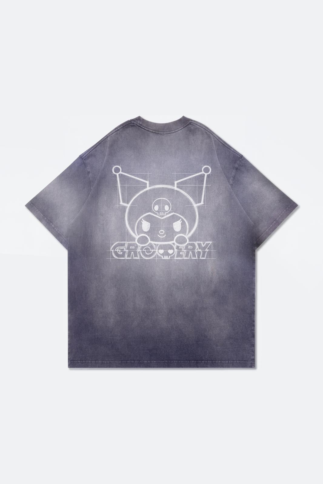 Sketch Kuromi Washed Graphic Tee Faded Black