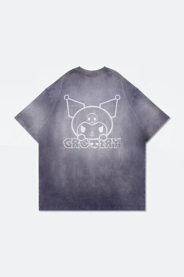 Sketch Kuromi Washed Graphic Tee Faded Black