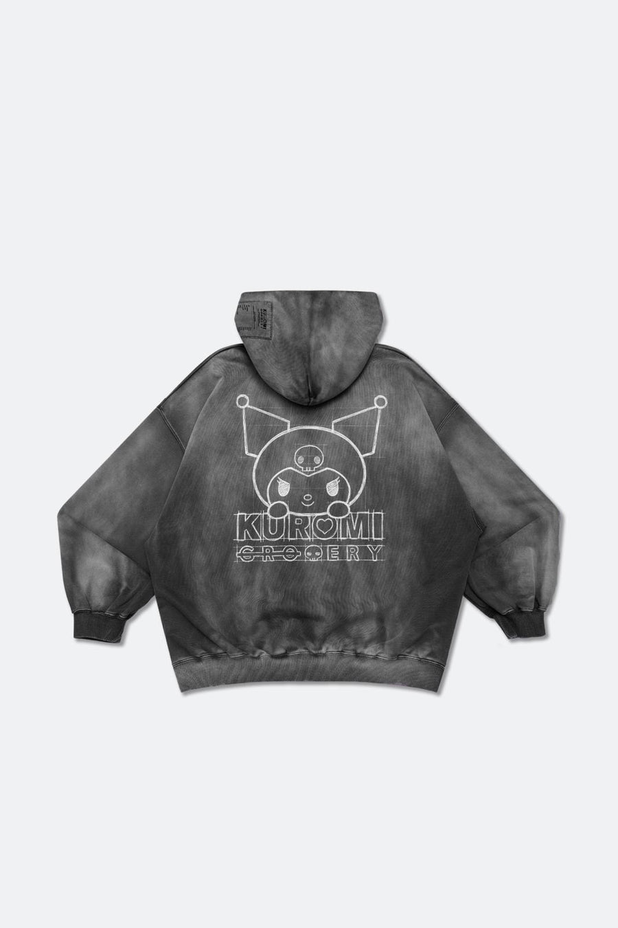 Sketch Kuromi Washed Graphic Hoodie Faded Black