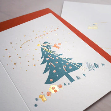 Scented Letterpress Christmas Card - warmth - catching star