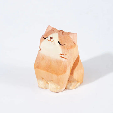 Mokuomo Romi Carved Wooden Cat