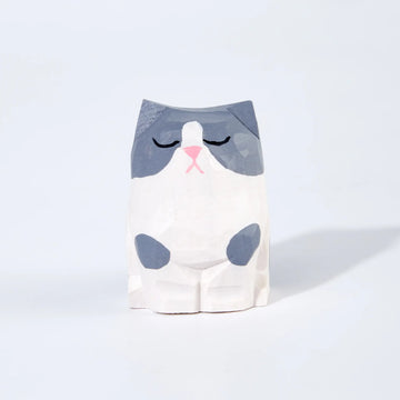 Mokuomo Komi Carved Wooden Cat