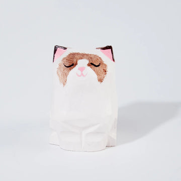 Mokuomo Lomi Carved Wooden Cat