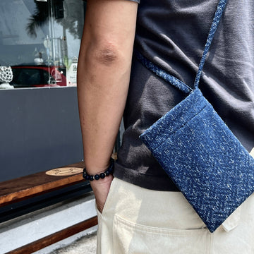 Needle punched phone pouch - Pattern Denim