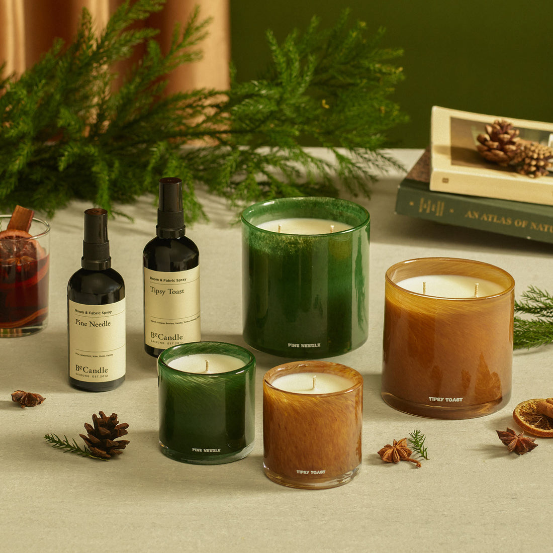 Candle Set of 2, 150g - Tipsy Toast & Pine Needle