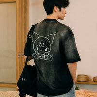 Sketch Kuromi Washed Graphic Tee Faded Black