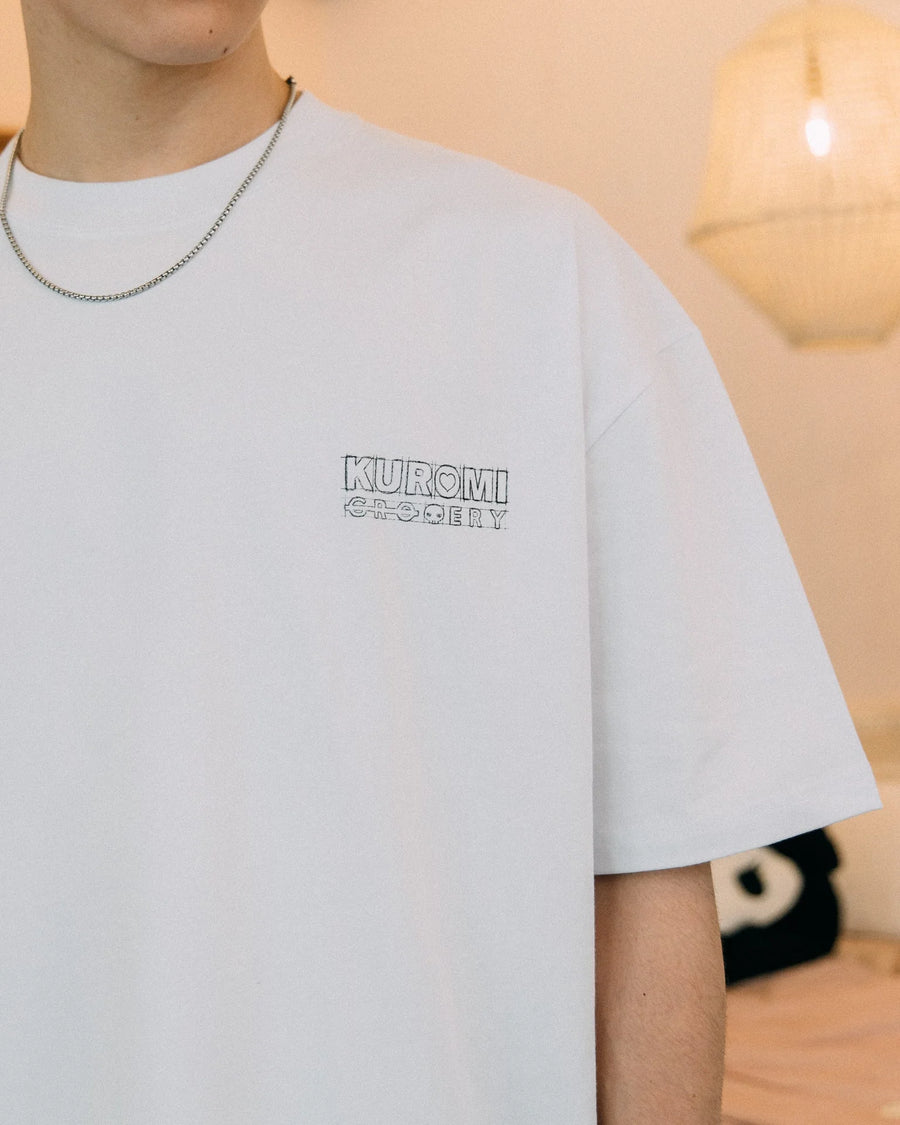 Sketch Kuromi Washed Graphic Tee White